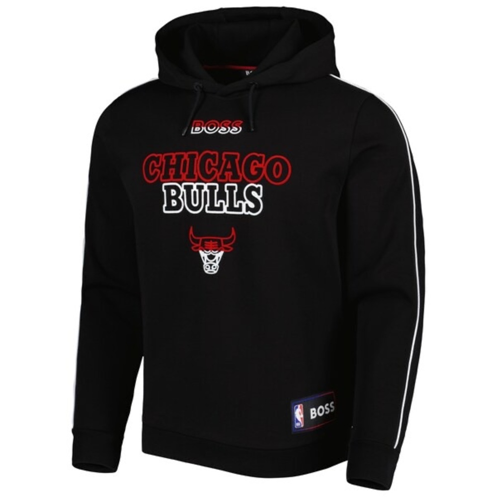 Boss x NBA mens S Small black Chicago Bulls basketball hoodie EUC